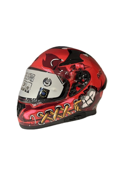 Shiro Katana Sv Psyco Kapalı Kask Bordo - Turuncu