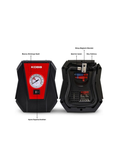 Kobb Kb100 12volt 100 Psı Analog Göstergeli Hava Lastik Şişirme Pompası Fr Kb100