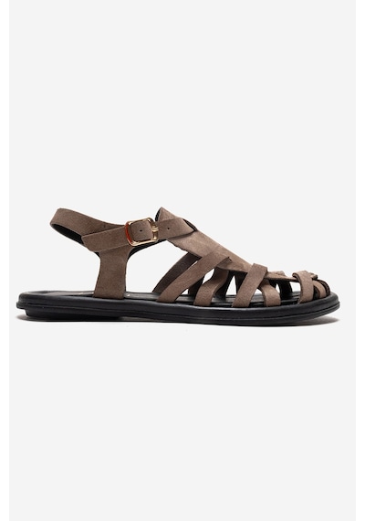 Luvishoes Alone Vizon Süet Hakiki Deri Kadın Sandalet