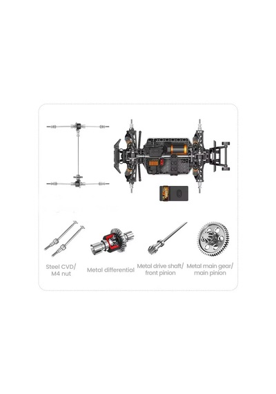 Fırçasız Motorlu, 2.4 Ghz, Uzaktan Kumandalı, 1:14 Ölçekli Araba Mavi-beyaz Karışık