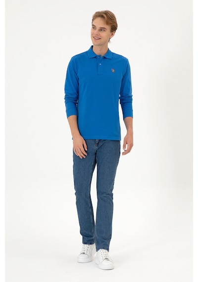 U.S. Polo Assn. Erkek Regular Fit Polo Yaka Koyu Mavi Basic Sweatshirt 50313772-VR032