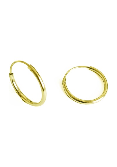 Tel İşçiliği Yuvarlak Gümüş Küpe - Gold Renk Gümüş