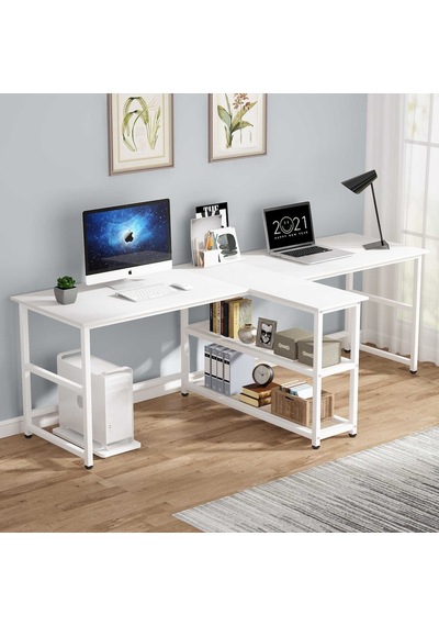 Zizuva  Zizuva Tasarım Kitaplıkla Bölmeli Modern 2 Kişilik Çalışma Masa  (541151243)