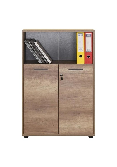Tr Newyork 3 Raflı Kilitli Kapaklı Kitaplık-açık Ceviz Tori 72x110x34 Cm Gxyxd Diğer