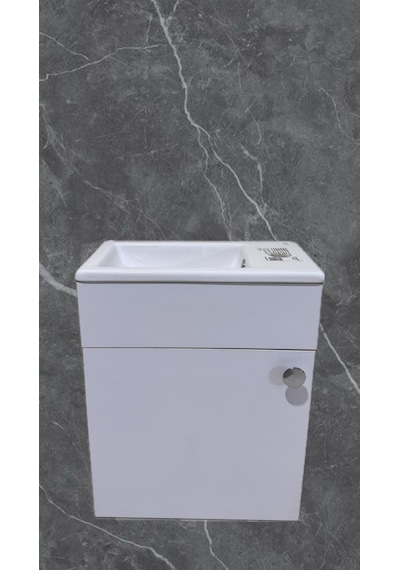 Turkuaz Mini Küçük Banyo, Tuvalet, Karavan Lavabo 24 42 Cm Banyo Dolabı Dahil Beyaz