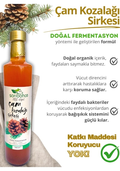 Çam Kozalağı Sirkesi 500 Ml 2'li Paket - Organik Doğal Fermantasyon