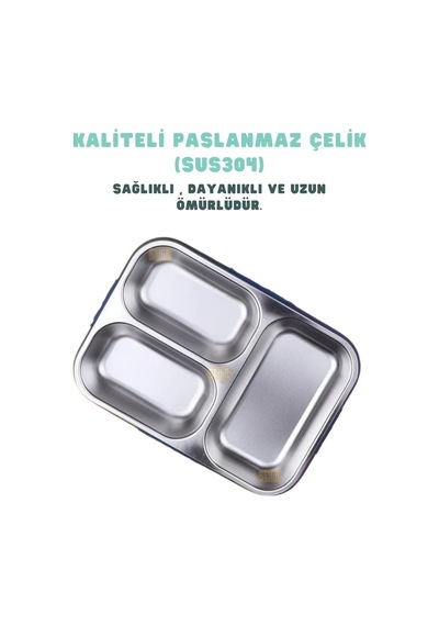Bento 750ml Lunchbox Sevimli Dostlar Tek Katlı 3 Bölmeli Paslanmaz Çelik Sefer Tası Yemek Kutusu Pembe Unicorn Çok Renkli