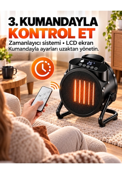 Ventus Ss20 3000w Dijital Ekran Uzaktan Kumandalı Elektrikli Fanlı Isıtıcı