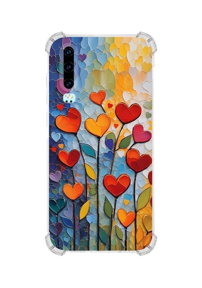 Printify Huawei P30 İle Uyumlu Düşlerin Dansı Serisi Kökten Sevgi Tasarımlı Uv Baskılı Köşe Korumalı Antişok Kılıf Şeffaf