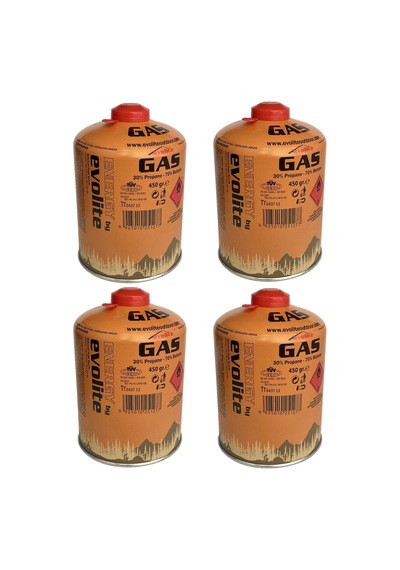 Evolite Butane Propane Vidalı 450 Gr. Ocak Kartuşu - 4 Adet Sarı