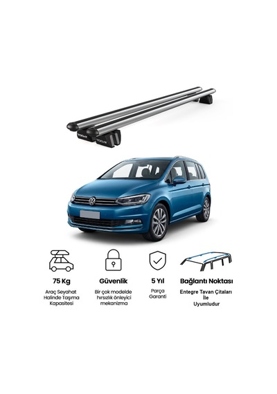Pençe Volkswagen Touran 2015 Ve Sonrası Uyumlu Gri Ara Atkı 135cm Port Bagaj Tavan Barı