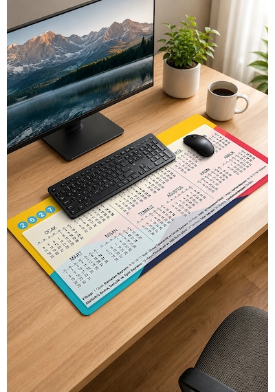 Sonictouch 2027 Takvimli Klavye Mousepad 40x90cm Dikişsiz Pürüzsüz Sıvı Geçirmez Yüzey Kaymaz Taban
