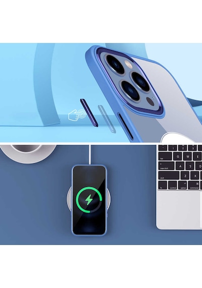 Apple iPhone Uyumlu 12 Pro Max Kılıf Magsafe Şeffaf Arka Yüz Kamera Yükseltili Silikon Pazarplus Lacivert