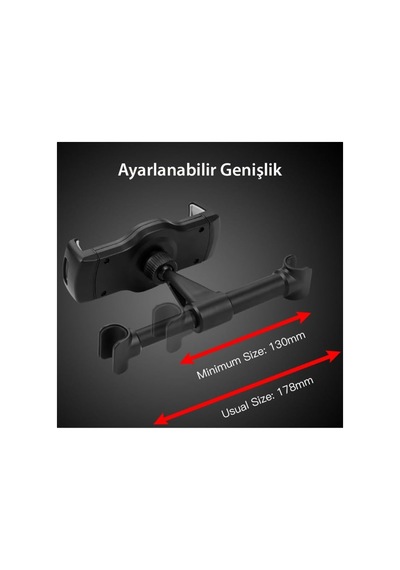360 Ayarlanabilir Araç İçi Koltuk Arkası Tablet Ve Telefon Tutucu - Kaydırmaz Silikon Pedli, Universal Uyumlu