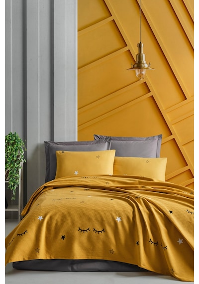 Doğal Pike Baskılı Mega King 230x260cm Dide Sarı Sarı