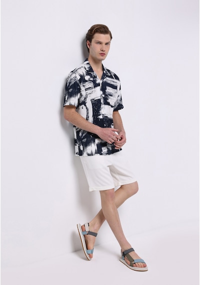 Colin's Colins Regular Fit Shirt Neck Baskılı Erkek Lacivert Kısa Kol Gömlek Cl1076790 Q1.v1 Npd Navy Printed