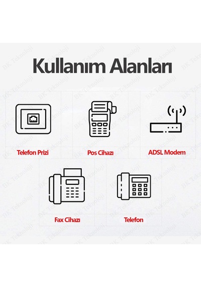 RJ11 6P2C Hazır Telefon Modem Ara Hat Kablosu 5 Metre