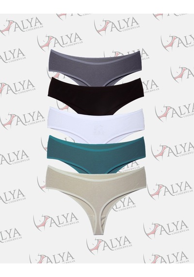 Alya Underwear Kadın Külot Yüksek Bel Tanga, Toparlayıcı - 2 Siyah, 1 Beyaz, 2 Ten S, M, L, Xl, 2xl - 5 Adet Çok Renkli P10