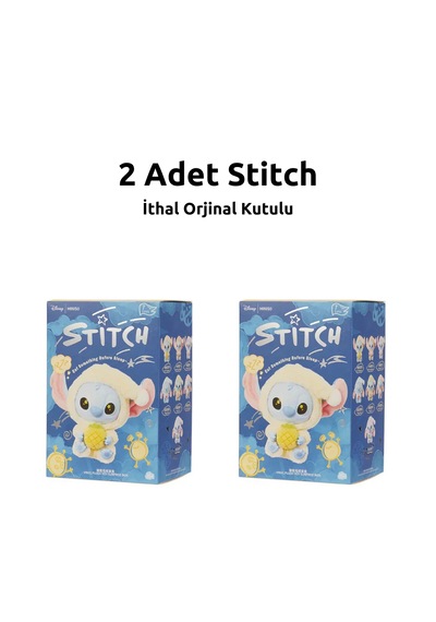 Lisanslı 2 Adet Stitch Peluş Askılı Anahtarlıklı Kutulu Sürpriz Model Blind Box Stiç Çok Renkli