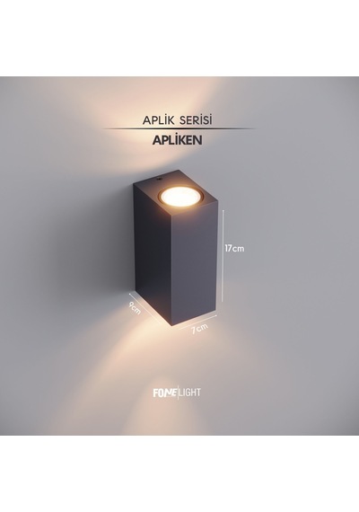 FoneLight Apliken 17 cm Çift Yönlü GU10 LED Duvar Apliği Antrasit Alüminyum IP65 Bahçe Dış Cephe Aydınlatması 14W 3000K - Seo Uyumlu