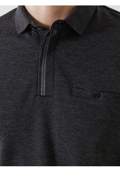 Lcwaıkıkı Classic Antrasit Polo Yaka Uzun Kollu Erkek Sweatshirt