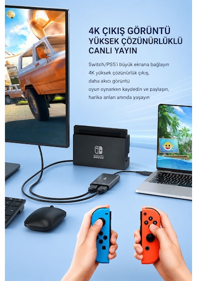 4k 60hz Hdmı Loop Out Görüntü Ses Yakalama Kartı Dual Usb Type-c 2'si 1 Arada Video Capture Card Switch Ps5 Canlı Yayın Oyun Kayıt Alüminyum Alaşım Z825