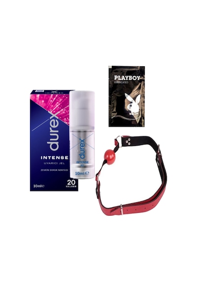 Durex Intense Kadın Uyarıcılı Jel + Kırmızı Deri Ağız Topu + Hediye