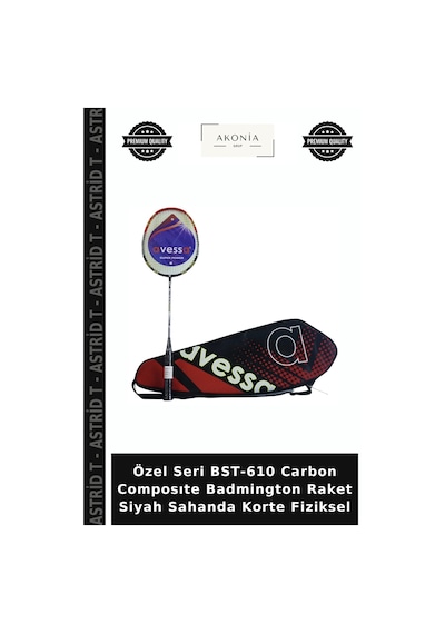 Özel Seri Bst-610 Carbon Composıte Badmington Raket Siyah Sahanda Korte Fiziksel