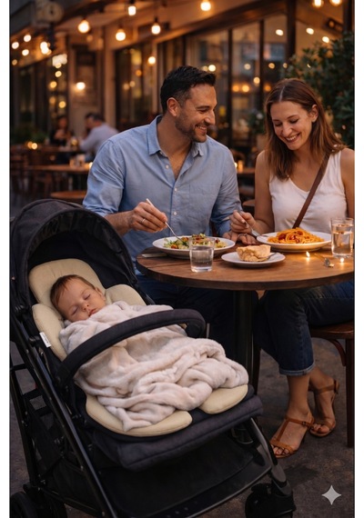 Urban Baş Destekli Puset Minderi - Universal Bebek Arabası Oto Koltuğu Ve Mama Sandalyesi Mat Bej