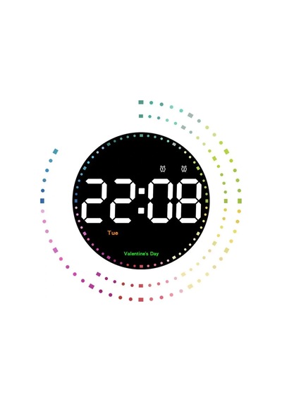 Hpy Pazar 10" Led Yuvarlak Dijital Duvar Saati Kumandalı Çok Renkli