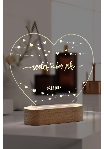 Çiftler İçin Minik Kalp Motifli Kişiye Özel Ledli Gece Lambası Masif Ahşap Tabanlı Usb Kablolu Pleksiglass Led Gece Lambası Çiftler İçin Minik Kalp Motifli Kişiye Özel Ledli Gece Lambası Masif Ahşap Tabanlı Usb Kablolu Pleksiglass Led Gece Lambası