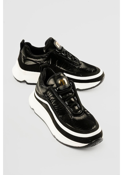 Mubiano Kadın Anorak Sneaker Süet Detaylı Kalın Tabanlı Bağcıklı Mito Siyah Siyah
