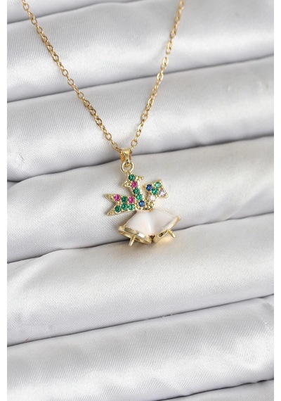 316l Çelik Zincir Gold Renk Chirtsmas Bell Model Yılbaşı Temalı Kadın Kolye 001 - Beyaz