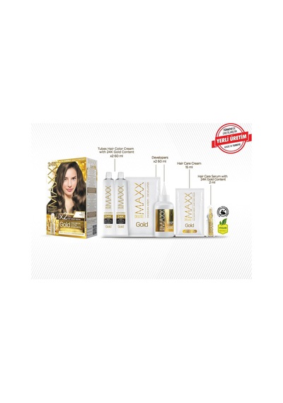 Gold Serisi 24k Altın Parçacıklı Serum İle 1 Kutu 2 X 50 Ml Ve Geliştiriciler Saç Boyası Kumral 7.0