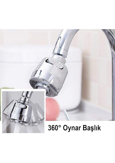 Ayt Sunup Sn-27114 2 Kademeli Su Tasarruflu Musluk Başlığı 360 Derece 80x52x22mm