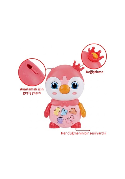 Müzikli Ve Işıklı Penguen İnteraktif Bebek Oyuncağı 10 Melodi 5 Hayvan Sesi
