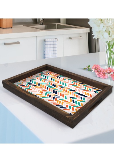 Bk Gift Modern Art Tasarımlı Ahşap Tepsi-2