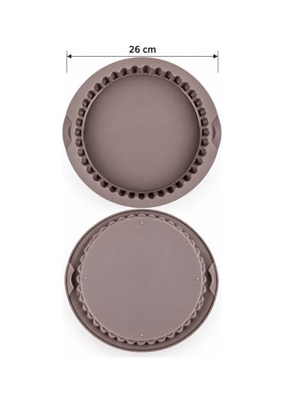 Porsima 30012-2 Silikon Turta Ve Tart Kalıbı Xl 26 Cm - Isıya Dayanıklı Yapışmaz Tırtıklı Kek Pişirme Kalıbı Gri