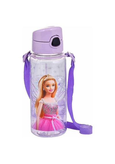 Lila Barbie Şeffaf Matara 500ml - Kırılmaz Suluk - Lisanslı Barbie Matara - Pipetli Suluk