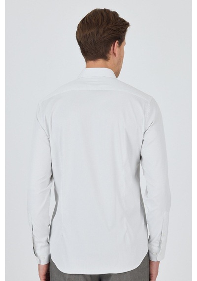 İmza Beyaz Sert Yaka Cepsiz Gabardin Uzun Kol Slim Fit Esnek Gömlek 1004250231 Optik Beyaz