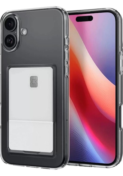 Newface Apple İphone 16 Plus Kılıf Kart Şeffaf Silikon - Şeffaf