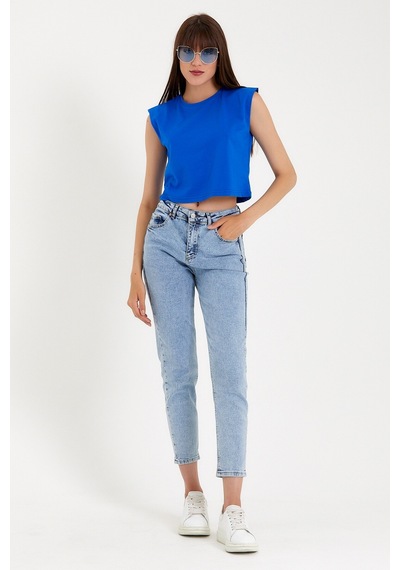 Kadın Regular Fit Crop Tişort Spr22tsk128 001
