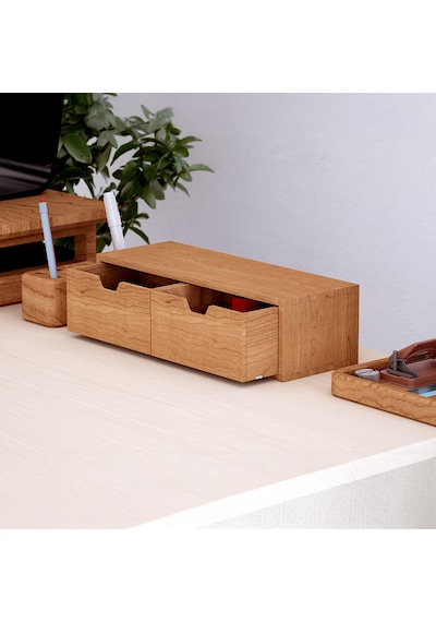 Desna Tek Katlı İki Çekmeceli Mini Dolap 34 Cm Uzunluk X 12.1 Cm Genişlik X 9.6 Cm Woodsaka Doğal Ahşap