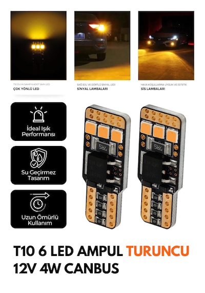 Canbus T10 Park Ve Plaka Ampulü 12/24v Turuncu Ccs Pro Led Teknoloji