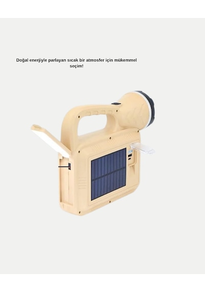 Solar Alev Işığı Cob Teknolojili Taşınabilir El Feneri Ve Kamp Lambası Bej