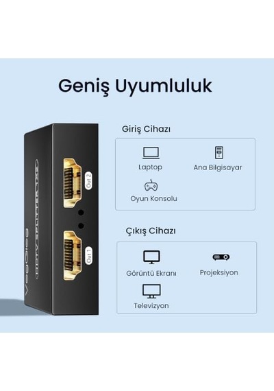 4k 30hz 1 Giriş 2 Çıkış Hdmı Splitter Görüntü Ayırıcı Bölücü Adaptör