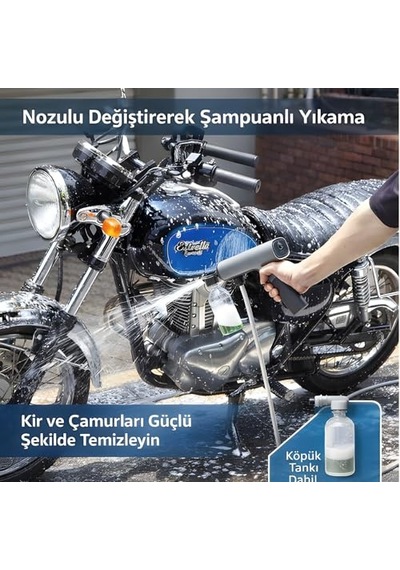 Kablosuz Basınçlı Yıkama Makinesi 203 Psı 7800 Mah Bataryalı, 180w Motor, Lcd Ekranlı, 5 Modlu Ayarlanabilir Nozul, Taşınabilir Araç Yıkama Tabancası Köpük Tanklı