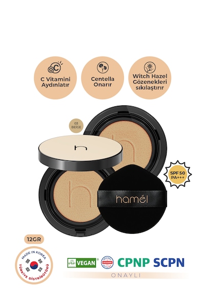 Zero Fit Cushion Kore Fondöten Spf50+ Pa+++ Refill X2 12g Beige