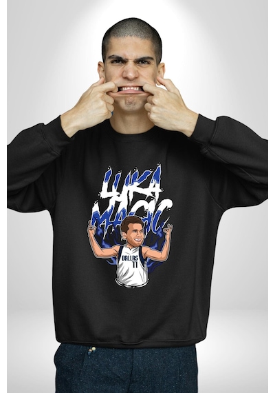 Luka Luka Doncic Basketboll Dallas Unisex Siyah Sweatshirt Siyah