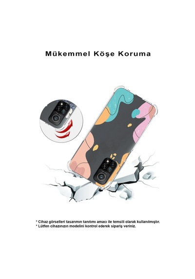 Huawei Mate 20 Lite Uyumlu Köşe Korumalı Antişok Kapak Karışık Renkler Tasarımlı Şeffaf Kılıf